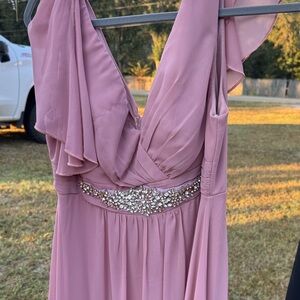 SHEIN Mauve Backless Dress with Embellished Waist